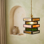 Geometric Stained Glass Art Deco Colorful Pendant Light - product view 5