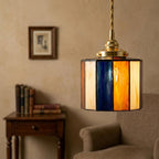 Cream Orange Drum Stained Glass Pendant Light - product view 8