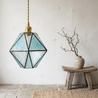 Geometric Stained Glass Blue Pendant Light - product view 7