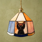 Stained Glass Cat Black Pendant Light by AuroraeGlass