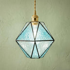 Geometric Stained Glass Blue Pendant Light - product view 3