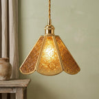 Amber Floral Stained Glass Scalloped Pendant Light - product view 6