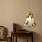 Green Clear Floral Stained Glass Pendant Light - product view 5