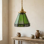 Green Stained Glass Geometric Art Deco Bohemian Pendant Light - product view 9