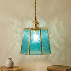 Aqua Blue Textured Glass Pendant Light - product view 7