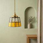 Amber Yellow Geometric Stained Glass Pendant Light - product view 7
