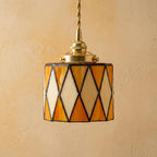 Geometric Stained Glass Amber Orange Pendant Light - product view 8