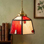 Red Cream Geometric Stained Glass Pendant Light - product view 5