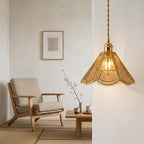 Amber Glass Scalloped Pendant Light - product view 3
