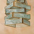Aqua Blue Glass Stained Pendant Light - product view 2
