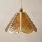 Amber Floral Stained Glass Scalloped Pendant Light - product view 5