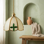 Green Floral Stained Glass Pendant Light - product view 6