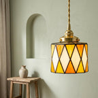 Geometric Stained Glass Amber Orange Pendant Light - product view 6