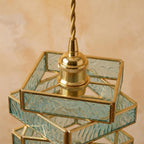 Aqua Blue Glass Stained Pendant Light - product view 4