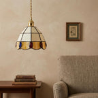 Amber Cream Scalloped Stained Glass Pendant Light - product view 8