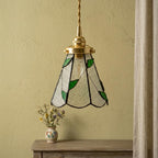 Green Clear Floral Stained Glass Pendant Light - product view 8