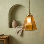 Amber Geometric Glass Pendant Light - product view 5