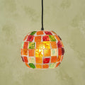 Handcrafted Mosaic Glass Pendant Light , Bohemian Art Glass Lamp, Eclectic Decor