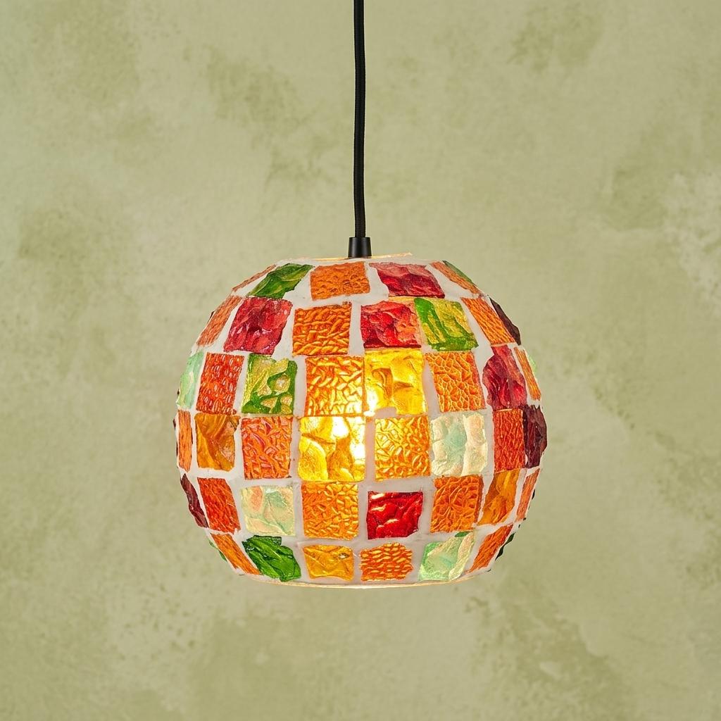 Mosaic Glass Bohemian Eclectic Pendant Light by AuroraeGlass