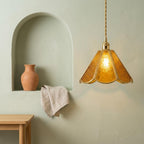 Amber Scalloped Glass Pendant Light - product view 6