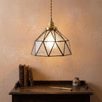 Clear Geometric Stained Glass Pendant Light - product view 10