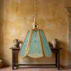 Teal Blue Stained Glass Pendant Light - product view 10