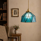 Teal Geometric Stained Glass Pendant Light - product view 8