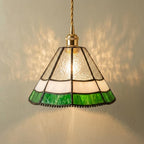 Green White Stained Glass Pendant Light by AuroraeGlass