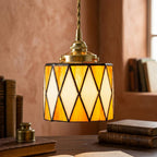 Geometric Stained Glass Amber Orange Pendant Light - product view 5