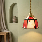 Red Cream Geometric Stained Glass Pendant Light - product view 6
