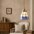 Blue Cream Geometric Stained Glass Pendant Light - product view 7