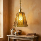 Amber Glass Floral Pendant Light - product view 7