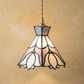 Stained Glass Lampshade, Pastel Blue Lavender Floral Tiffany Style Shade, Small Replacement Table Lamp Shade, 7.1 Inch Wide