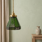 Green Stained Glass Geometric Art Deco Bohemian Pendant Light - product view 8