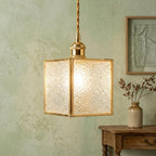 Geometric Textured Glass Square Pendant Light - product view 10