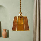 Amber Stained Glass Geometric Pendant Light - product view 7
