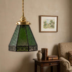 Green Stained Glass Geometric Art Deco Bohemian Pendant Light - product view 10