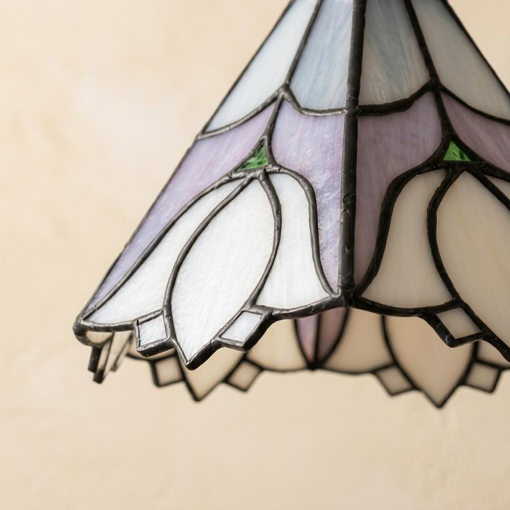 Stained Glass Lampshade, Pastel Blue Lavender Floral Tiffany Style Shade, Small Replacement Table Lamp Shade, 7.1 Inch Wide