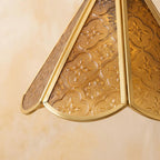 Amber Floral Stained Glass Scalloped Pendant Light - product view 4