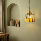 Amber Yellow Geometric Stained Glass Pendant Light - product view 6