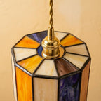 Cream Orange Drum Stained Glass Pendant Light - product view 4