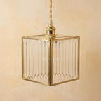 Square Ribbed Glass Pendant Light - product view 5