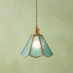 Aqua Scalloped Stained Glass Pendant Light by AuroraeGlass