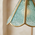 Aqua Scalloped Stained Glass Pendant Light - product view 3
