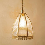 Clear Textured Glass Dome Pendant Light by AuroraeGlass