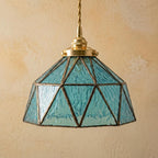 Teal Geometric Stained Glass Pendant Light - product view 5