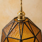Amber Geometric Stained Glass Art Deco Pendant Light - product view 4