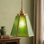 Green Embossed Glass Pendant Light - product view 9