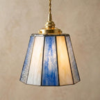 Blue Cream Stained Glass Pendant Light by AuroraeGlass