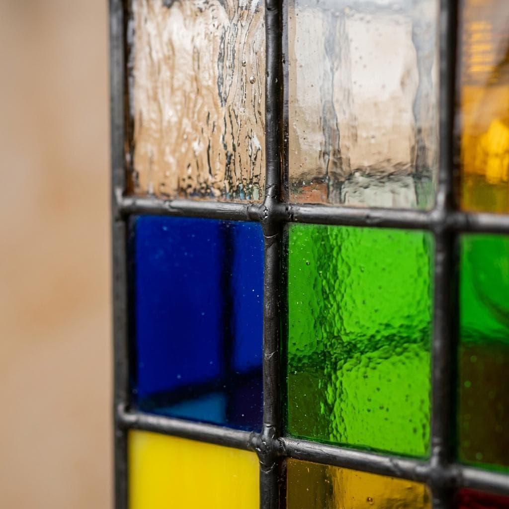Colorful Stained Glass Pendant Light, Square Mosaic Hanging Lamp, Vintage Boho Accent Fixture